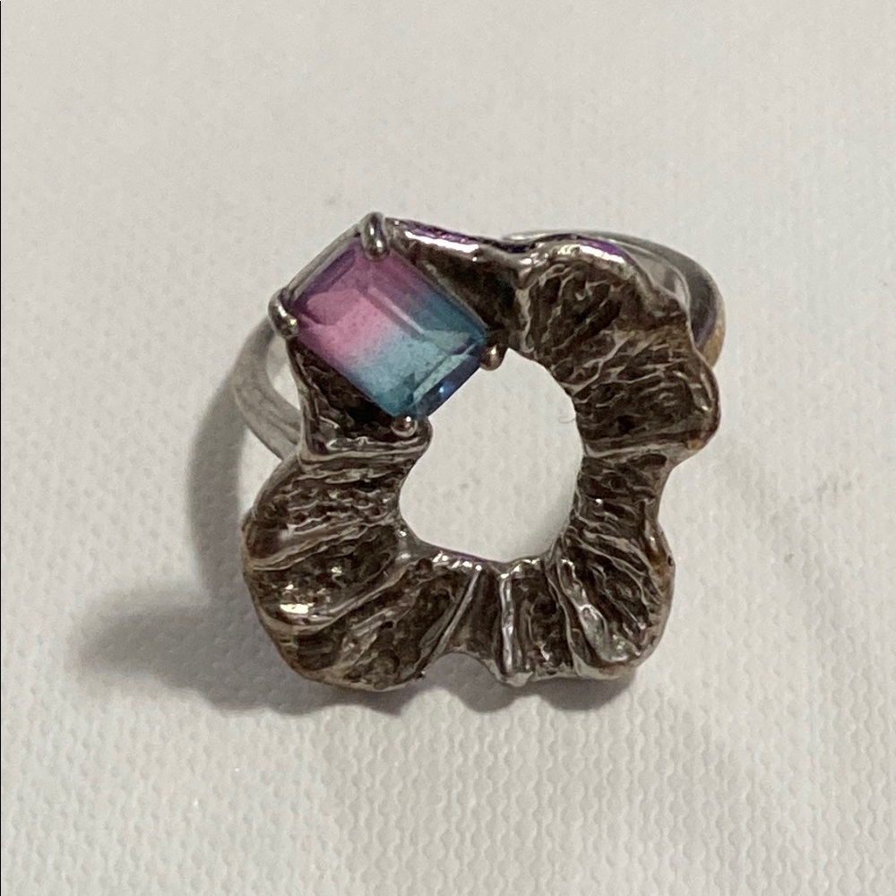 Silver Ring with Multicolor Gemstone